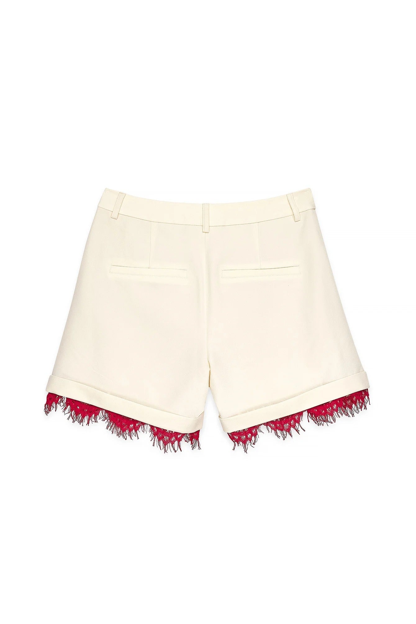 Lace Detail Shorts Set in Off-White