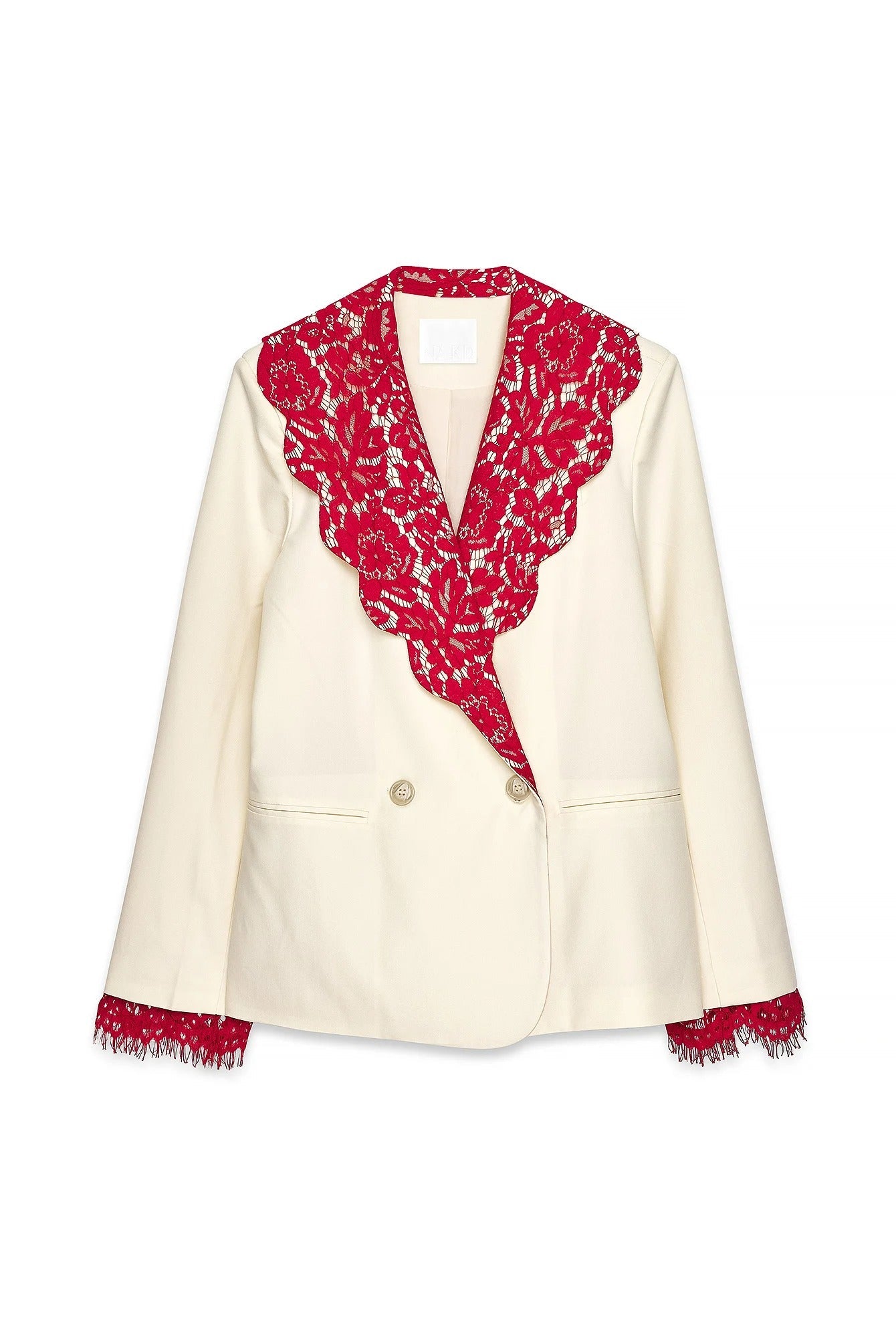 Lace Detail Shorts Set in Off-White