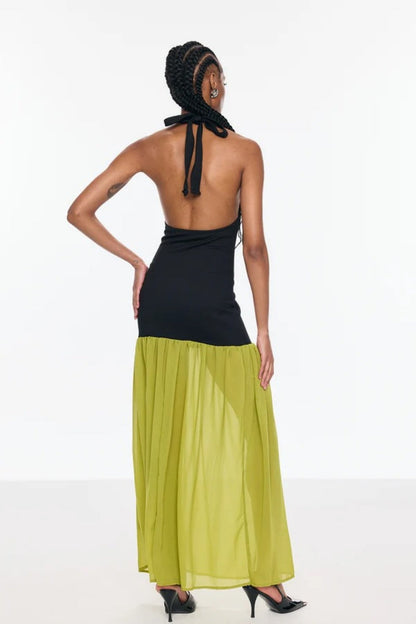 Cutout Halter Neck Backless Split Maxi Dress