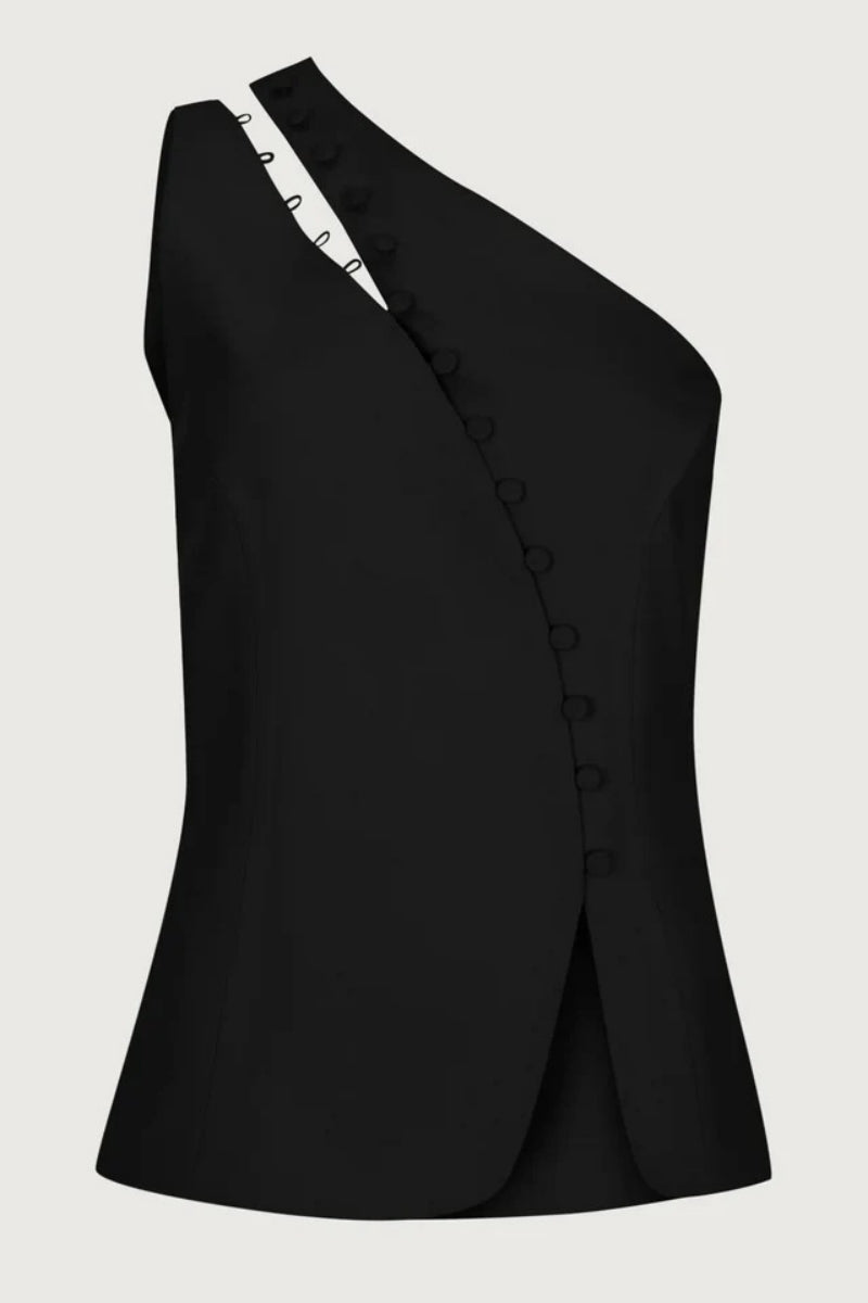 Ascent One-Shoulder Button Detail Top