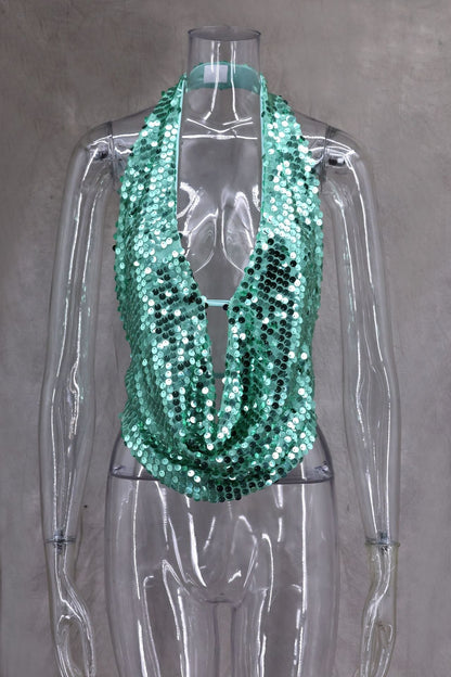 Miral Sequin Halter Top