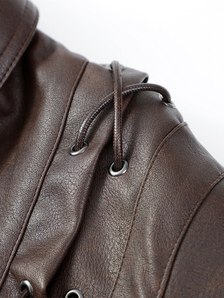 Mishika Crinkled Faux Leather Jacket