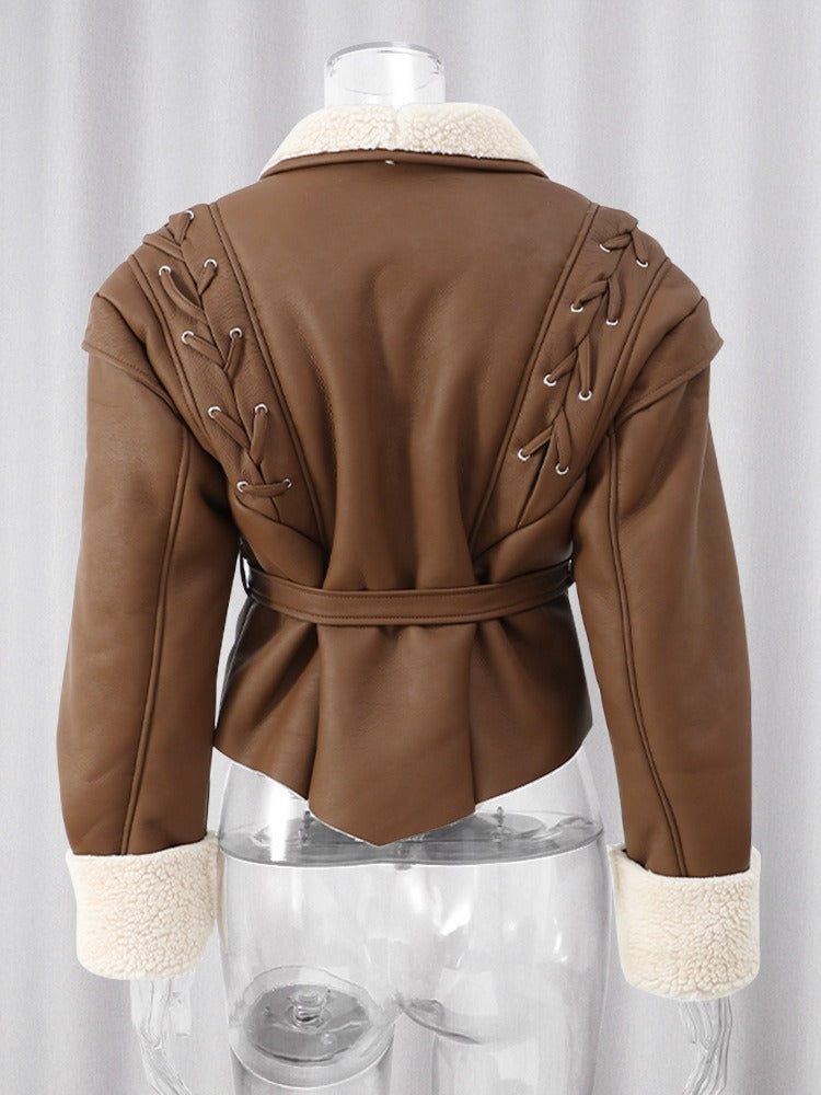 Mishika Crinkled Faux Leather Jacket