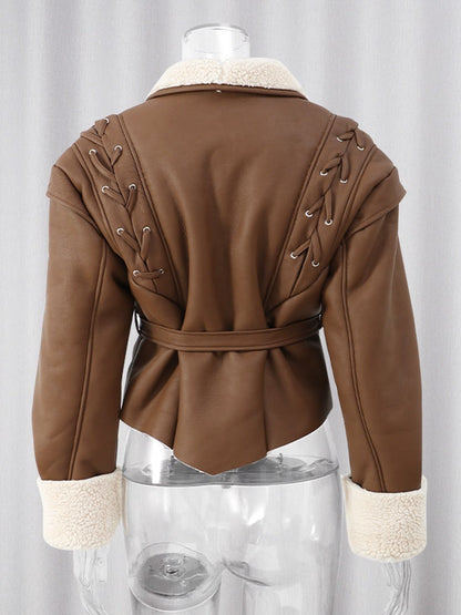 Mishika Crinkled Faux Leather Jacket