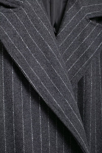 Kassidee Striped Lapel Long Coat