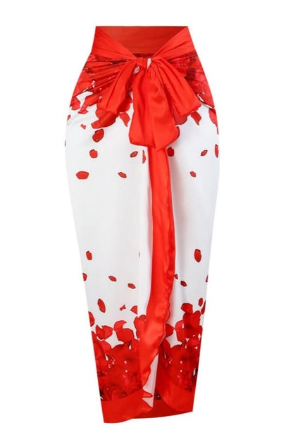 Red Floral Halter Swimsuit Set