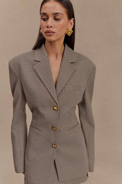 Grid Buckle Blazer Jackets