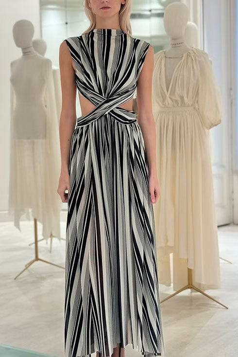 Black-and-White Stripe Tulle Dress