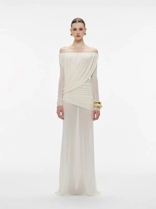 Gaelthis Strapless Ruched Draped Maxi Dress