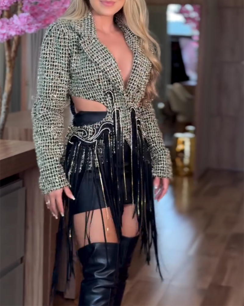 Hollow Tassel Sequined Hip Skirt (Pre-Sale)