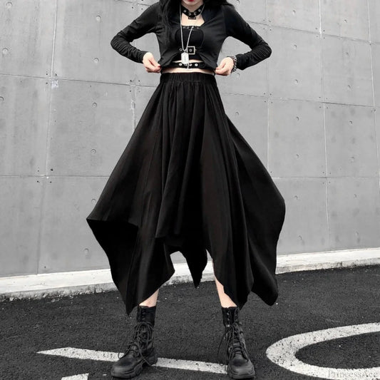 Irregular High Waist Long Skirt