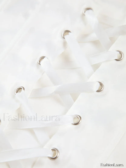 Ivory Glow Tied Crop Corset Top