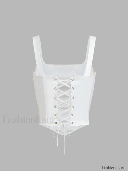 Ivory Glow Tied Crop Corset Top