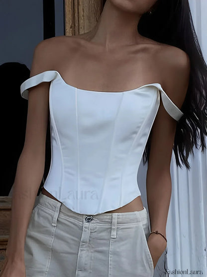 Ivory Glow Tied Crop Corset Top