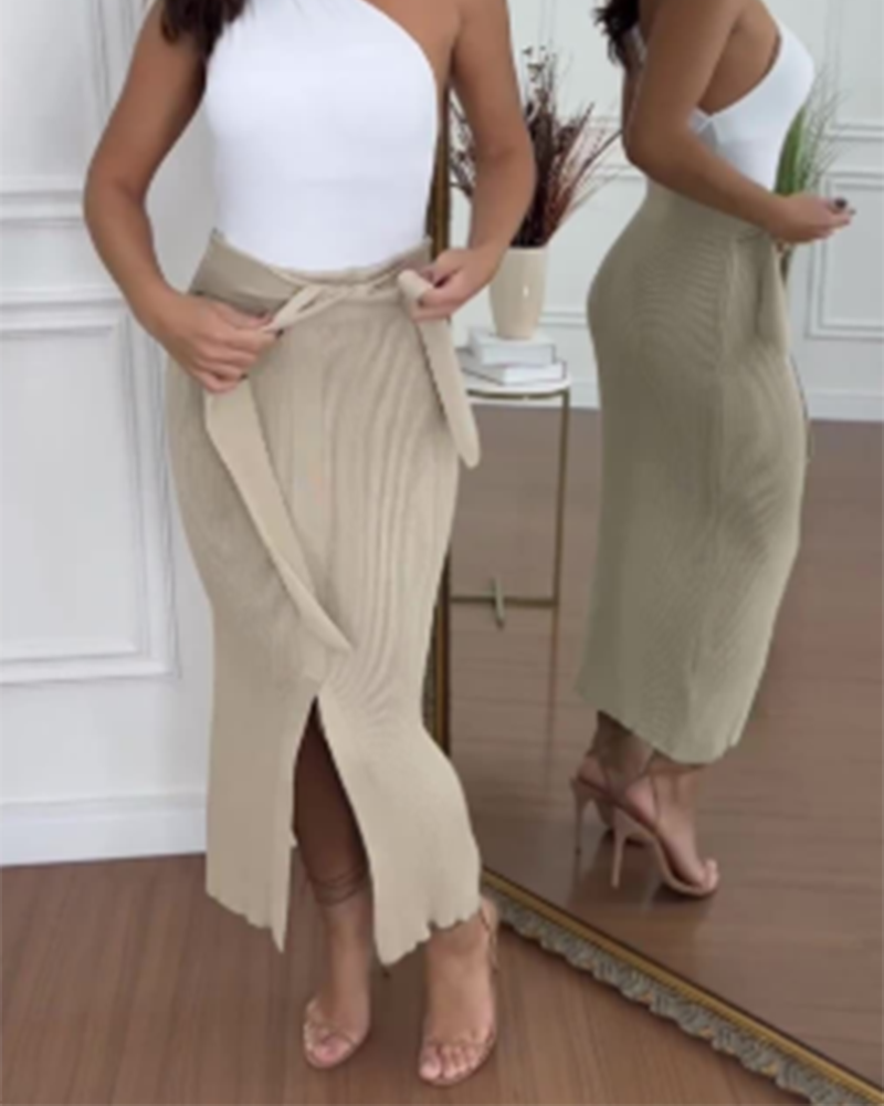 Sexy Knitted Skirt With Split Hips (Pre-Sale)