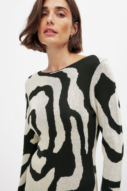 Elaine Jacquard Rose Knitted Maxi Dress