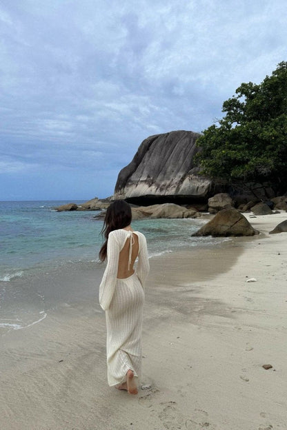 Jane Floral Hollow Out Maxi Knit Dress