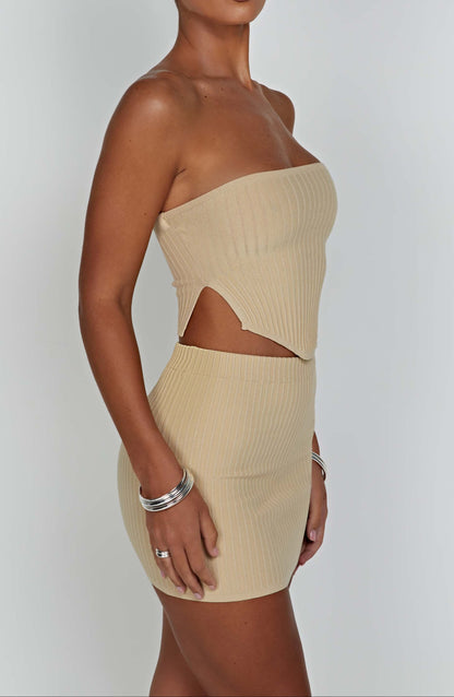 Sicily Mini Skirt - Beige