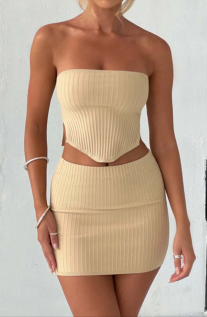 Sicily Mini Skirt - Beige