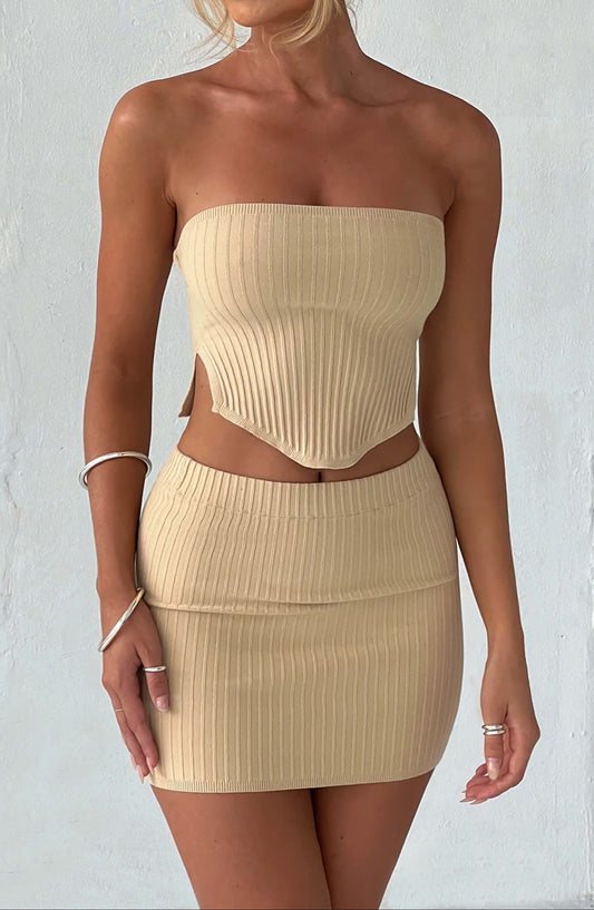 Sicily Mini Skirt - Beige