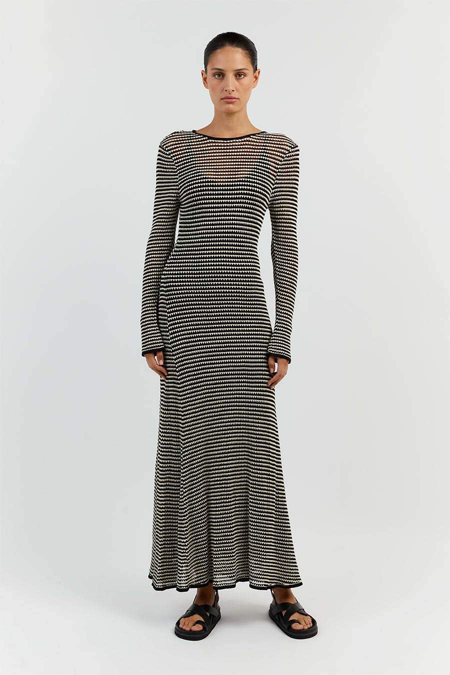 Jill Sheer Strip Knit Maxi Dress