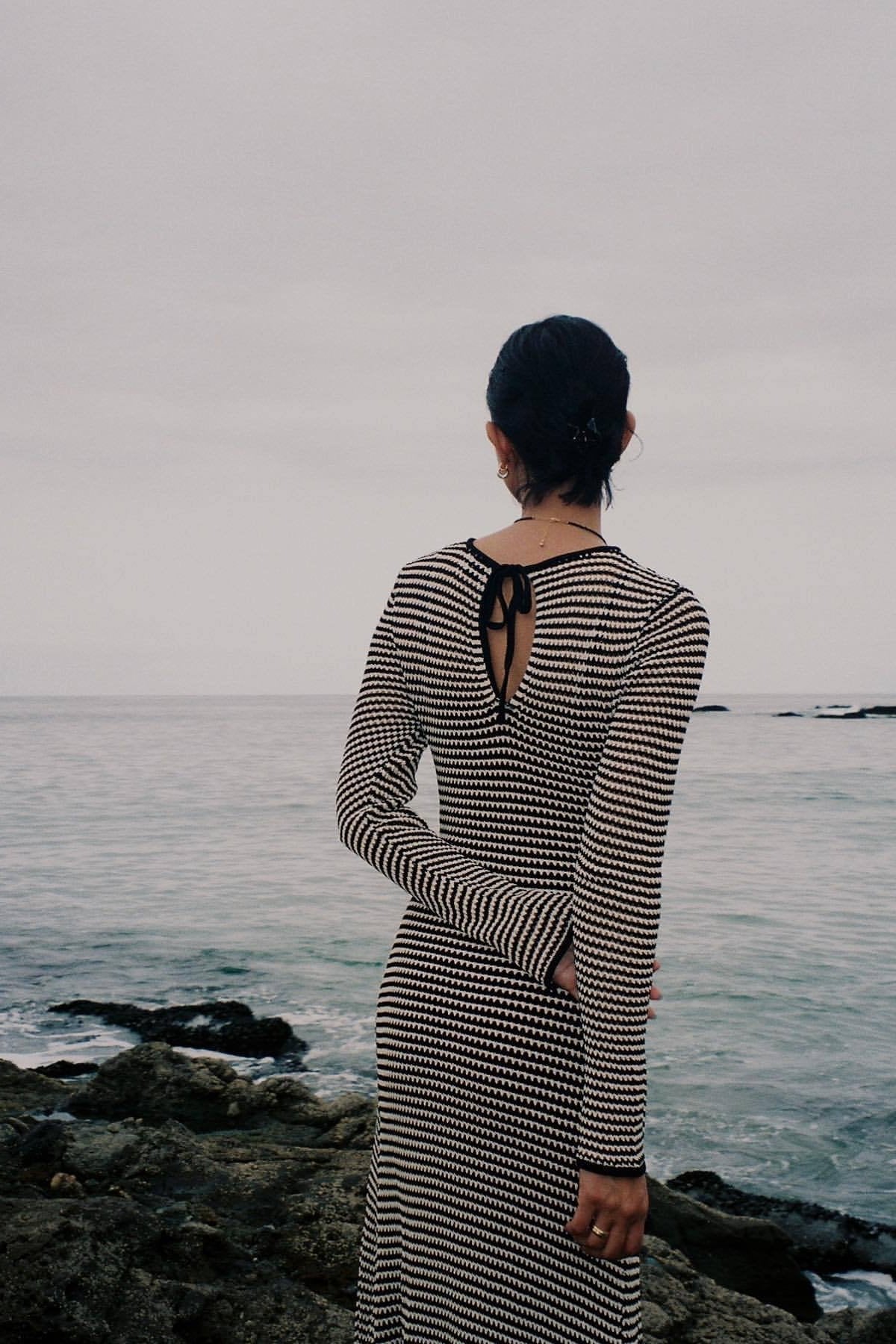 Jill Sheer Strip Knit Maxi Dress