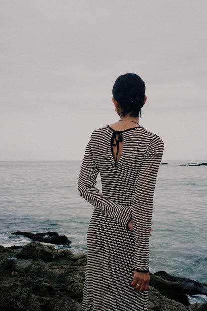 Jill Sheer Strip Knit Maxi Dress