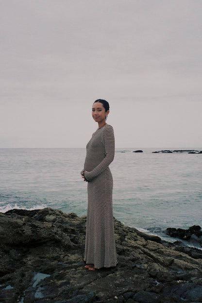 Jill Sheer Strip Knit Maxi Dress