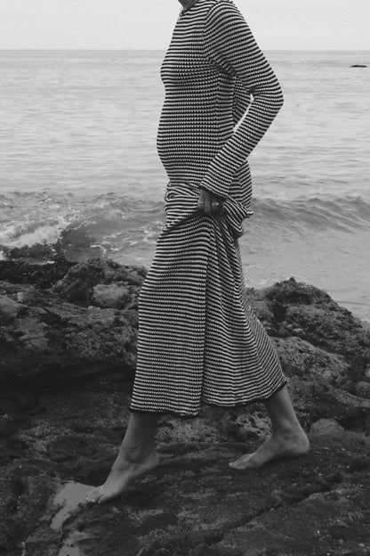 Jill Sheer Strip Knit Maxi Dress