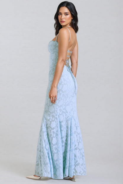 Varenf Bluebell Lace Up Back Maxi Dress