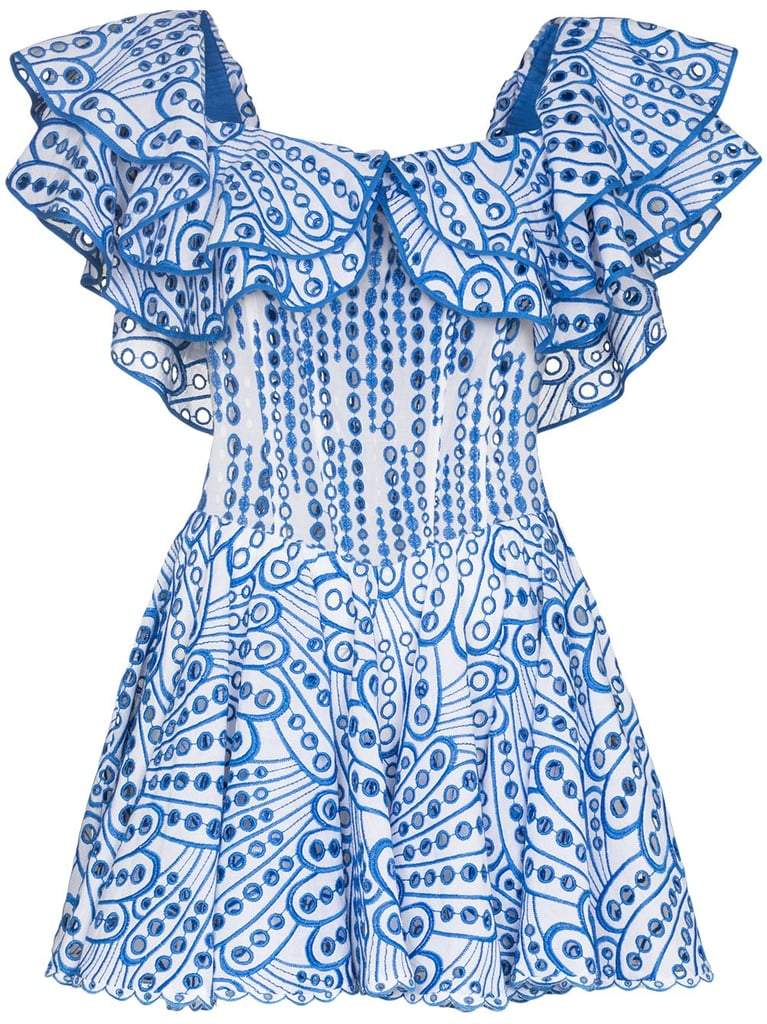 Dolly Embroidered Lace Ruffle Bodice Flare Mini Dress