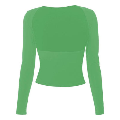 Hollow out solid long sleeve backless cut out top