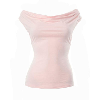 Cowl neck solid cap sleeve backless self tie ruched crop top
