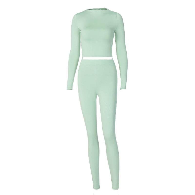 Long sleeve crewneck solid pant set