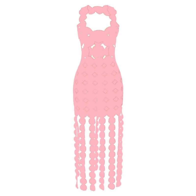 Hollow out backless sleeveless low cut solid cut out maxi dress-final-sale