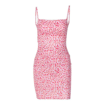 Ditsy Floral Print Spaghetti Strap Square Neck Bodycon Mini Dress