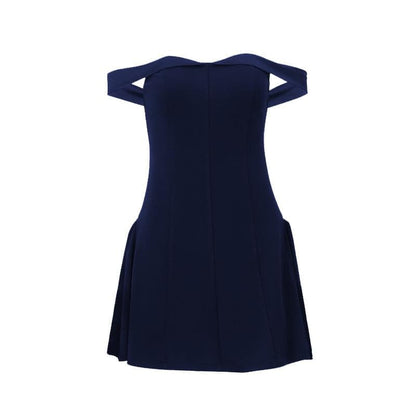 Off shoulder off shoulder zip-up mini dress