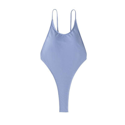 Backless solid u neck cami one piece swimwear