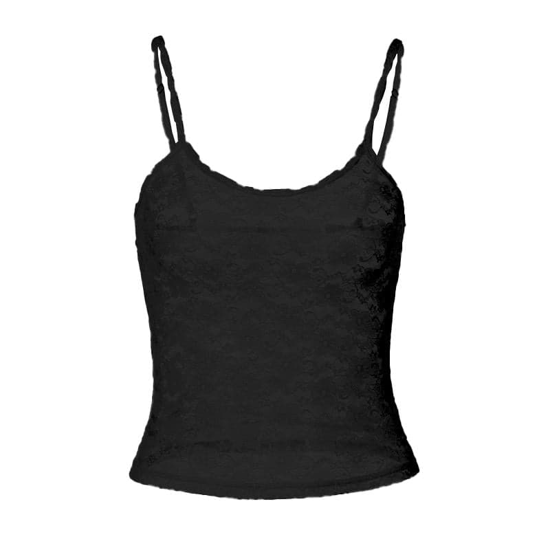 U neck see through lace backless cami top
