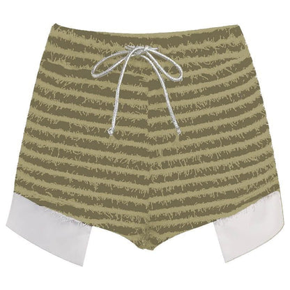 Textured self tie contrast patchwork slit pant