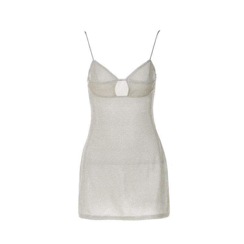 Sweetheart Hollow Out Bustier Glitter Knit Bodycon Mini Dress