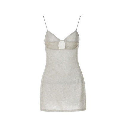 Sweetheart Hollow Out Bustier Glitter Knit Bodycon Mini Dress