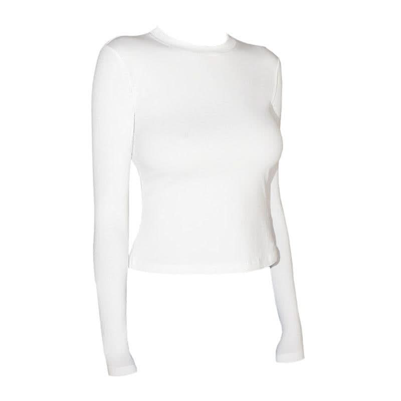 Long sleeve crewneck self tie hollow out cut out top