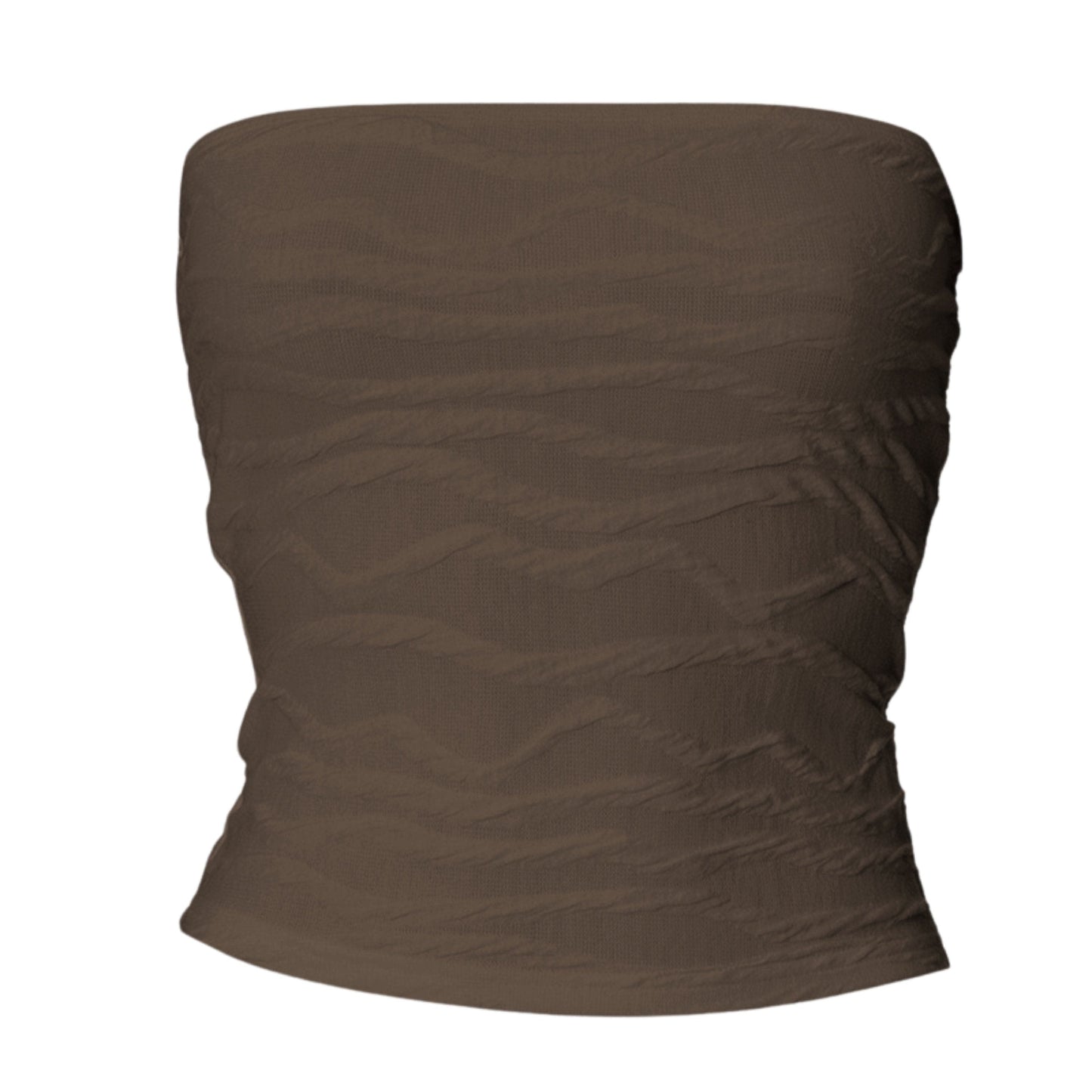 Textured solid backless ruched tube top