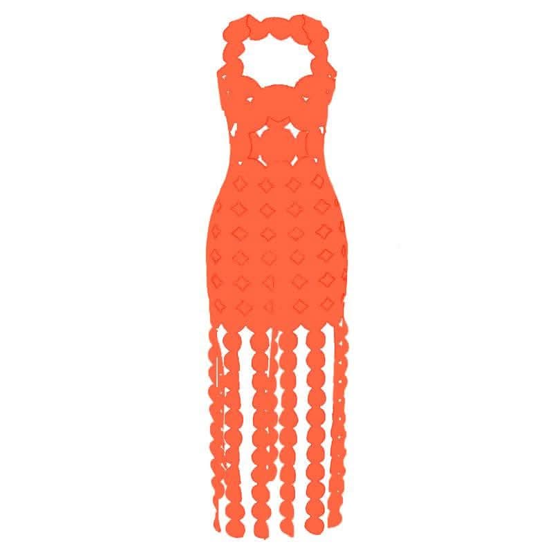 Hollow out backless sleeveless low cut solid cut out maxi dress-final-sale