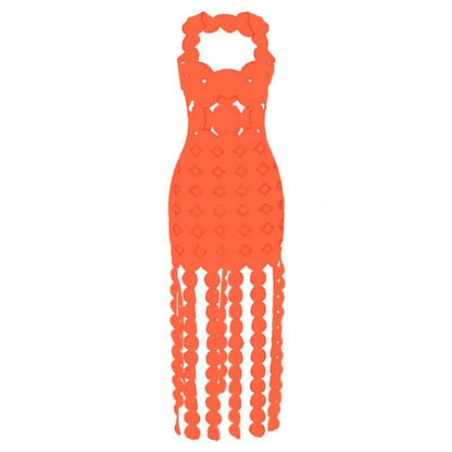 Hollow out backless sleeveless low cut solid cut out maxi dress-final-sale