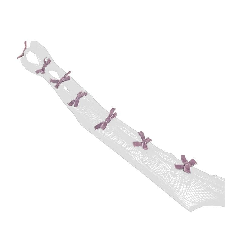 Lace bowknot hollow out contrast gloves