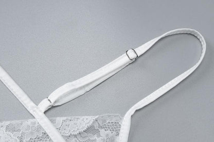 Lace satin patchwork irregular high slit ruched cami maxi dress