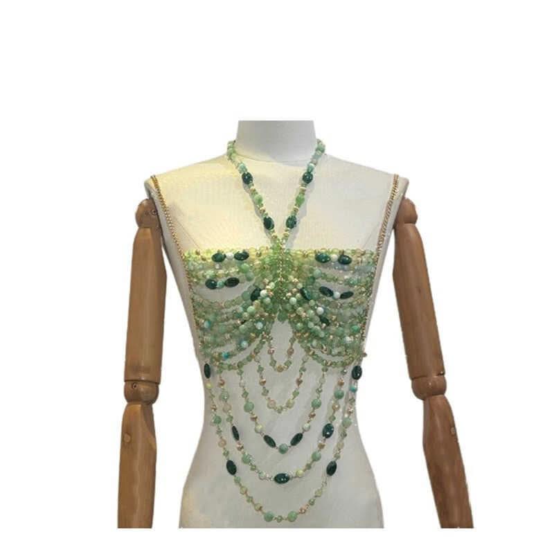 Halter beaded hollow out backless cut out top