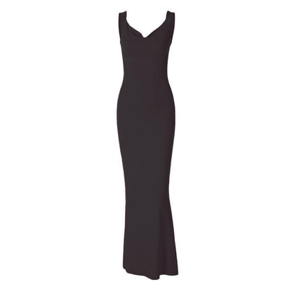 Cowl Neck Sleeveless Bow Back Mermaid Bodycon Maxi Dress